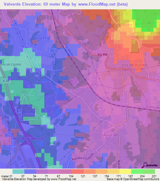 Valverde,Portugal Elevation Map