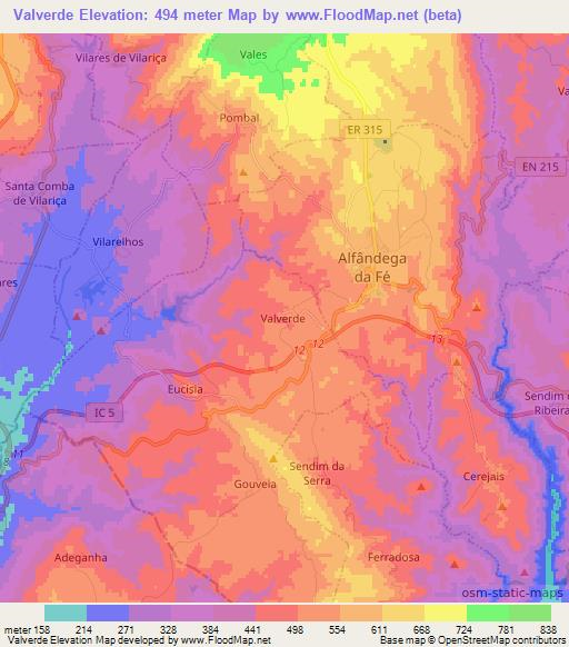 Valverde,Portugal Elevation Map