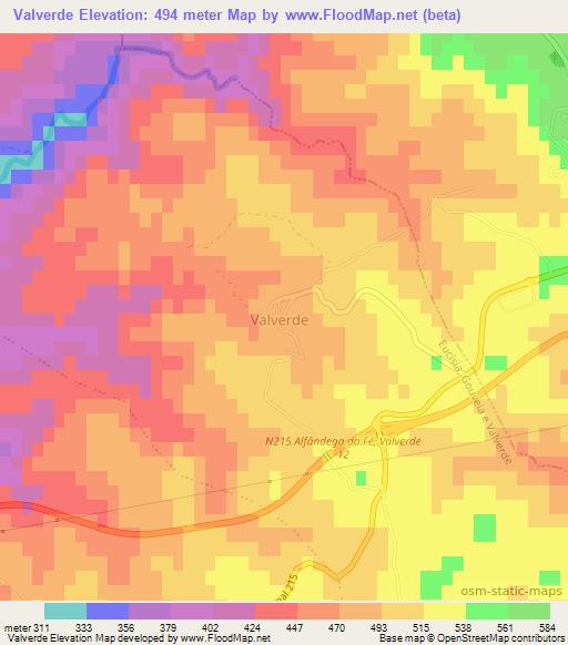 Valverde,Portugal Elevation Map