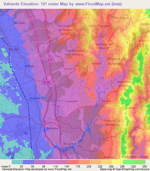 Valverde,Portugal Elevation Map