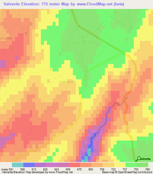 Valverde,Portugal Elevation Map