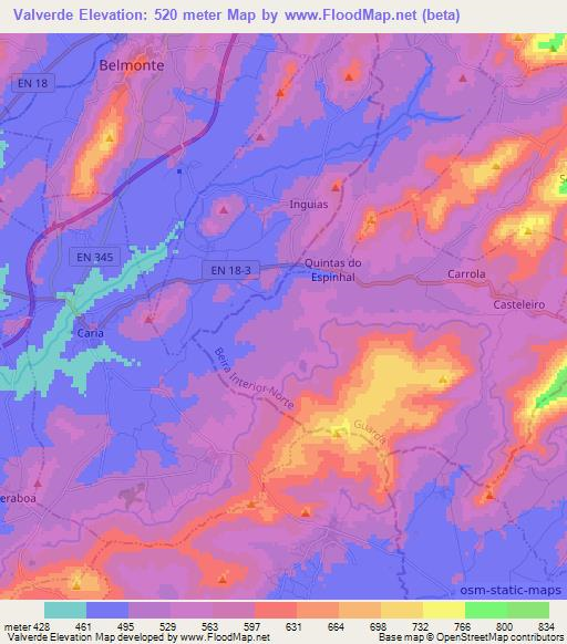 Valverde,Portugal Elevation Map