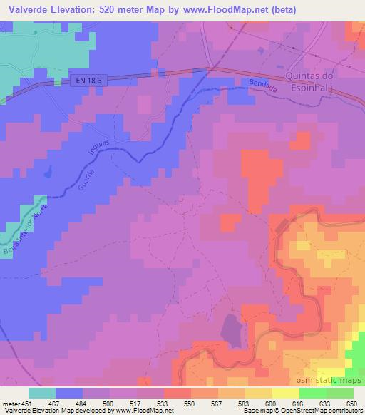 Valverde,Portugal Elevation Map