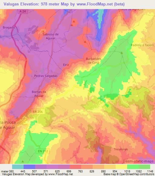 Valugas,Portugal Elevation Map