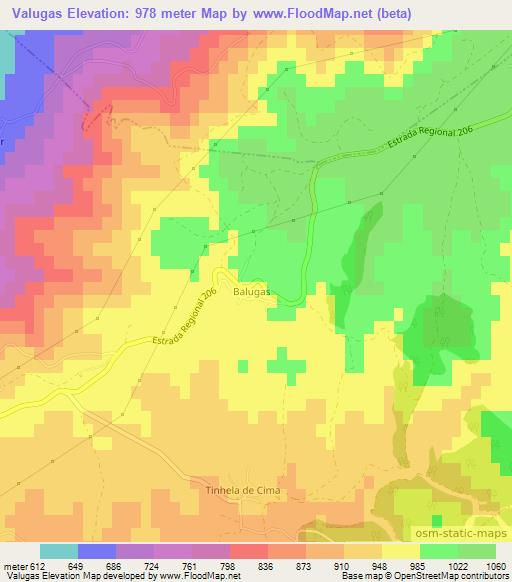 Valugas,Portugal Elevation Map