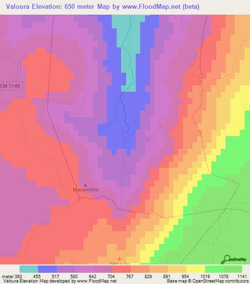 Valoura,Portugal Elevation Map
