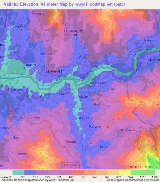 Valinha,Portugal Elevation Map