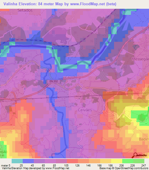 Valinha,Portugal Elevation Map