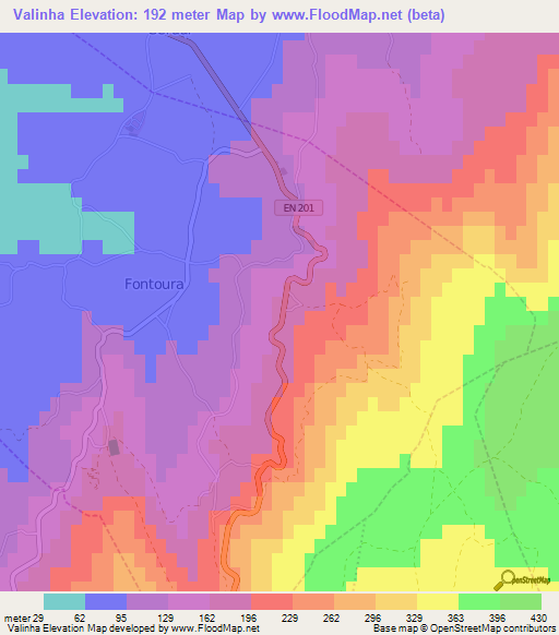 Valinha,Portugal Elevation Map