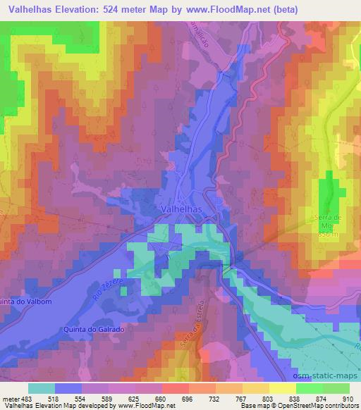 Valhelhas,Portugal Elevation Map