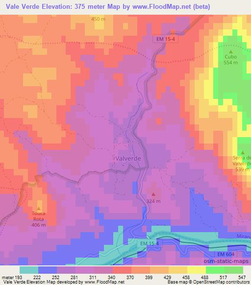 Vale Verde,Portugal Elevation Map