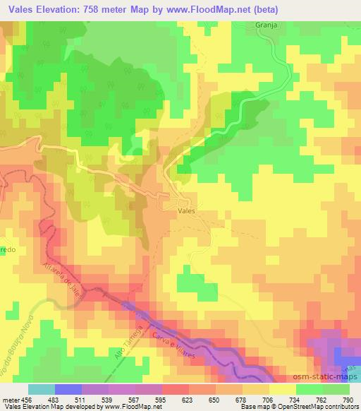 Vales,Portugal Elevation Map