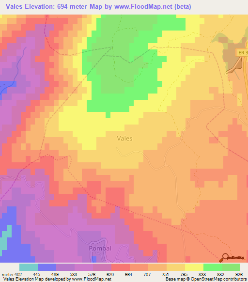 Vales,Portugal Elevation Map