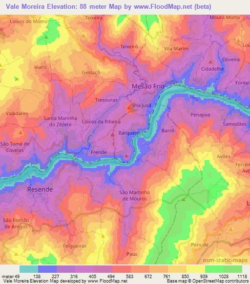 Vale Moreira,Portugal Elevation Map