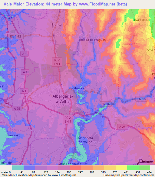 Vale Maior,Portugal Elevation Map
