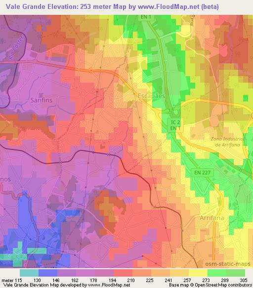 Vale Grande,Portugal Elevation Map