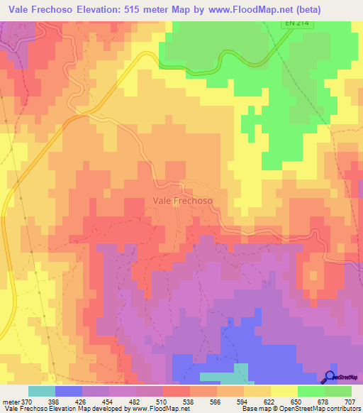 Vale Frechoso,Portugal Elevation Map