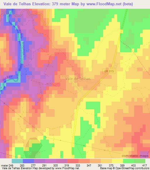 Vale de Telhas,Portugal Elevation Map