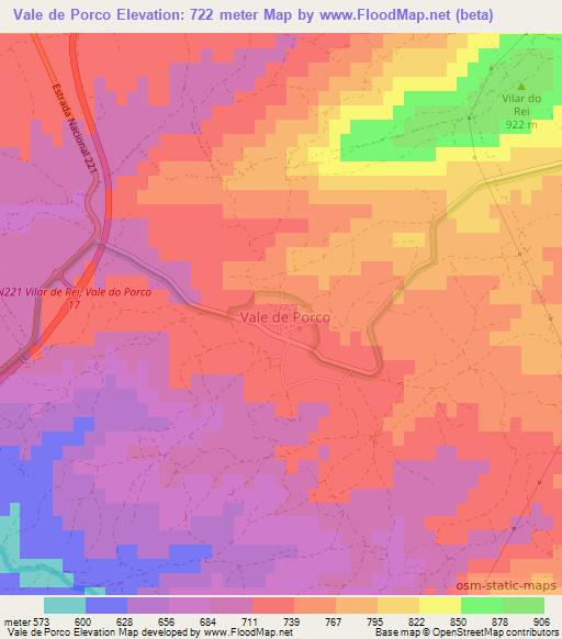 Vale de Porco,Portugal Elevation Map