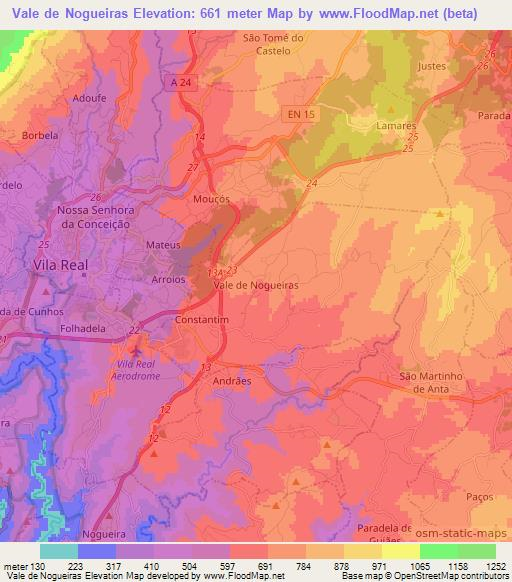 Vale de Nogueiras,Portugal Elevation Map