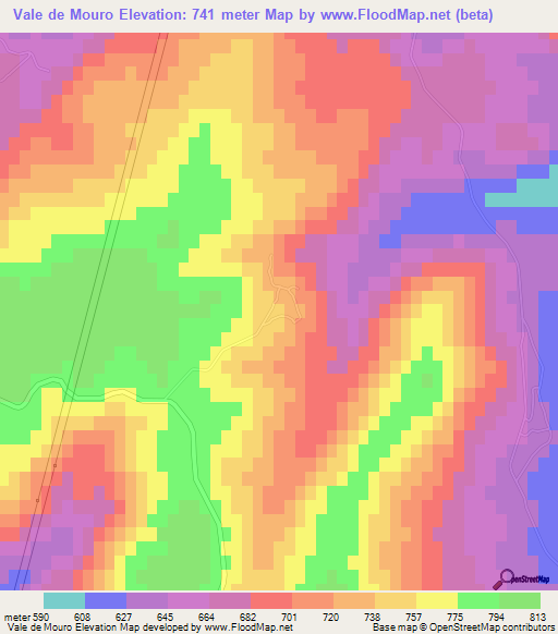 Vale de Mouro,Portugal Elevation Map