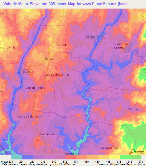 Vale de Maior,Portugal Elevation Map