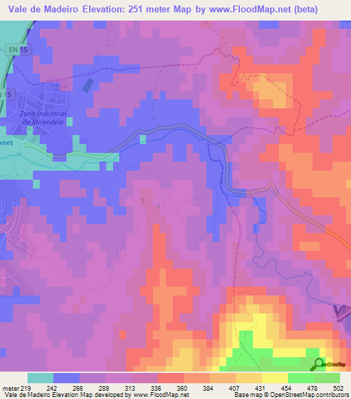 Vale de Madeiro,Portugal Elevation Map