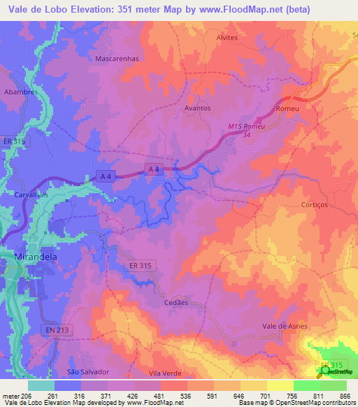 Vale de Lobo,Portugal Elevation Map