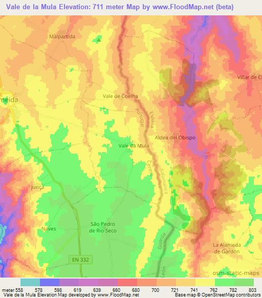 Vale de la Mula,Portugal Elevation Map