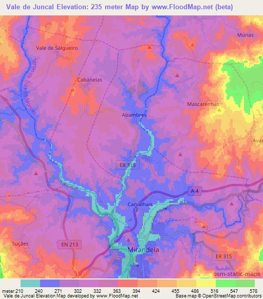 Vale de Juncal,Portugal Elevation Map
