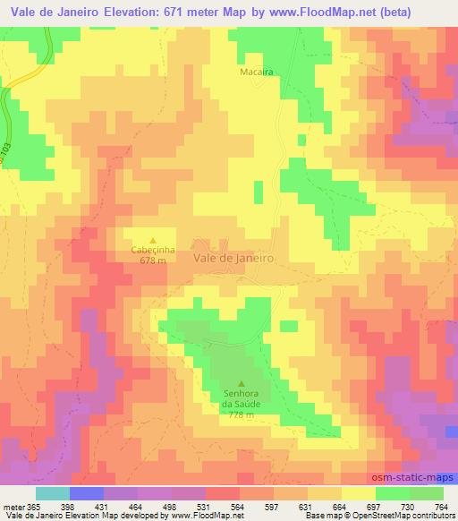 Vale de Janeiro,Portugal Elevation Map