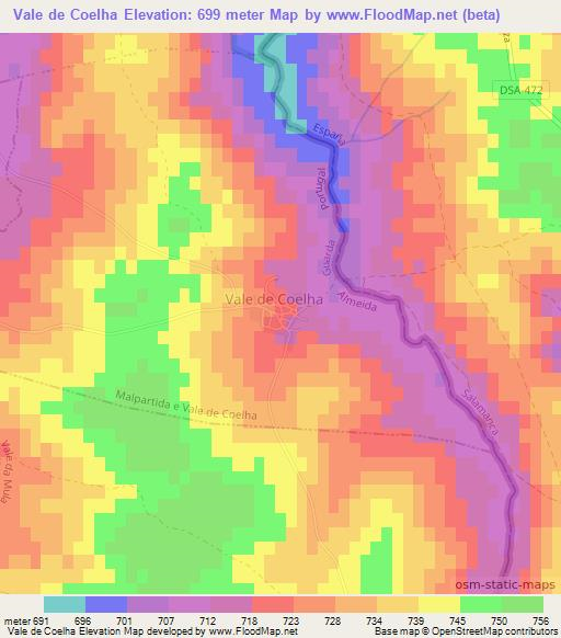 Vale de Coelha,Portugal Elevation Map