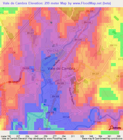 Vale de Cambra,Portugal Elevation Map