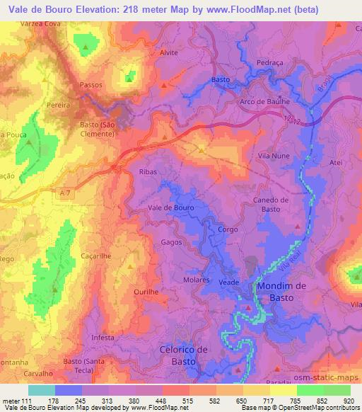 Vale de Bouro,Portugal Elevation Map
