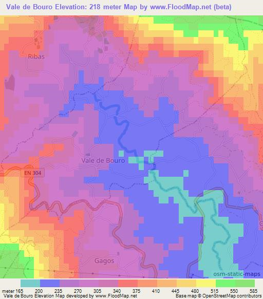 Vale de Bouro,Portugal Elevation Map