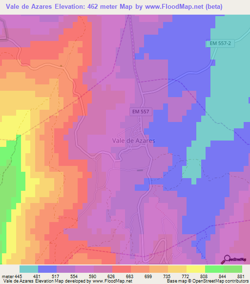 Vale de Azares,Portugal Elevation Map