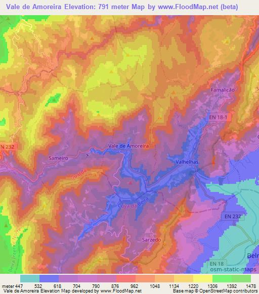 Vale de Amoreira,Portugal Elevation Map