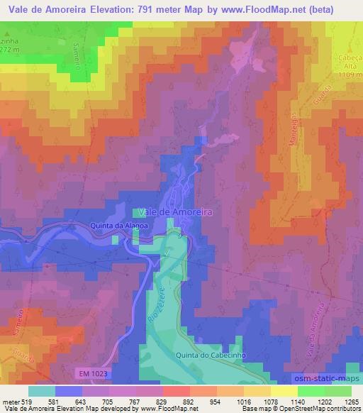 Vale de Amoreira,Portugal Elevation Map