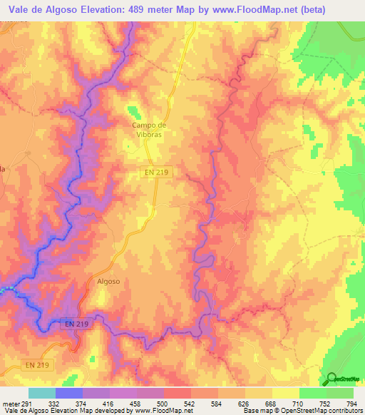 Vale de Algoso,Portugal Elevation Map