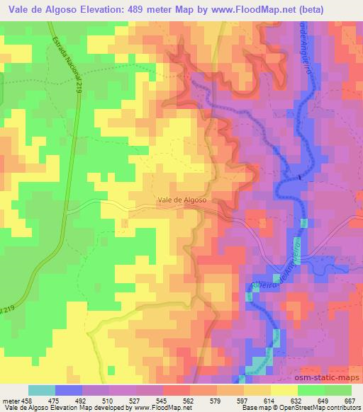 Vale de Algoso,Portugal Elevation Map