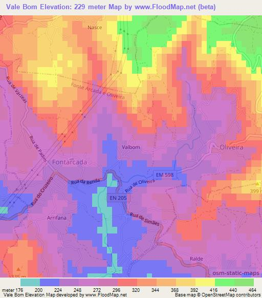 Vale Bom,Portugal Elevation Map