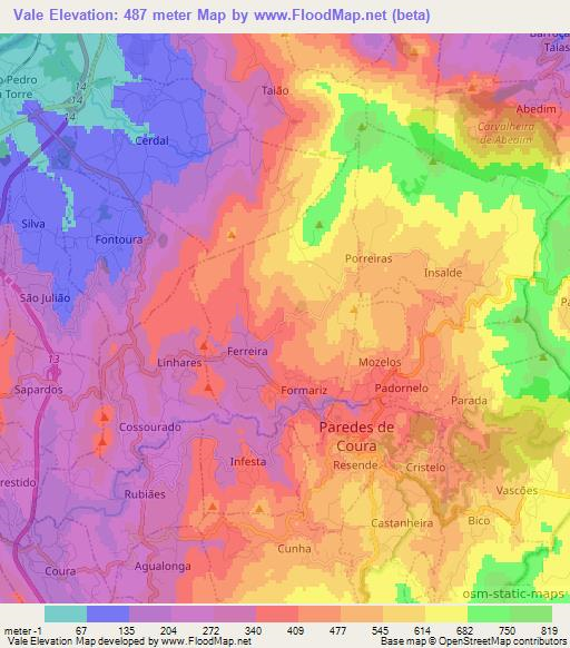 Vale,Portugal Elevation Map