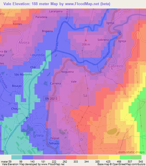 Vale,Portugal Elevation Map