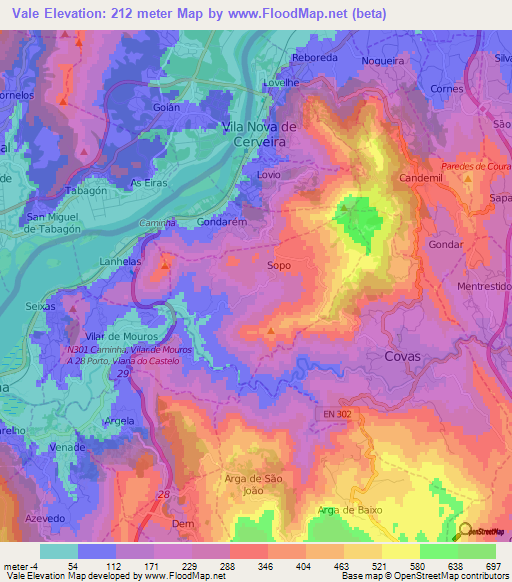 Vale,Portugal Elevation Map
