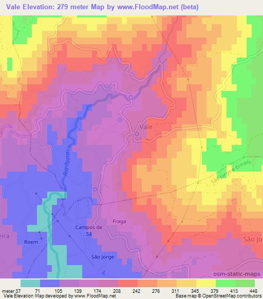 Vale,Portugal Elevation Map