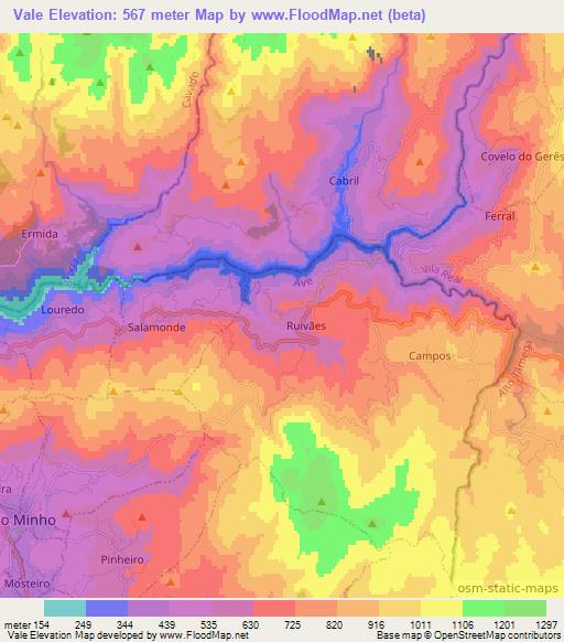 Vale,Portugal Elevation Map