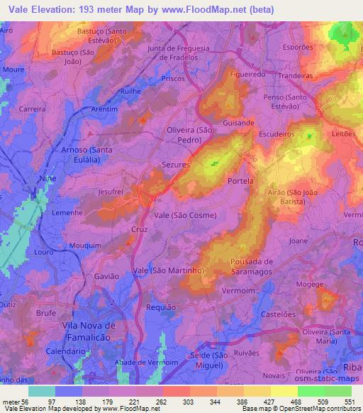 Vale,Portugal Elevation Map