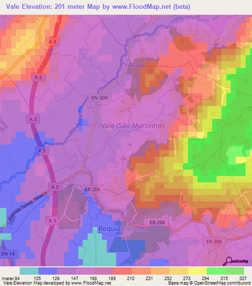 Vale,Portugal Elevation Map