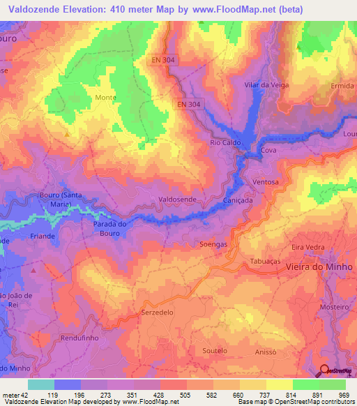 Valdozende,Portugal Elevation Map