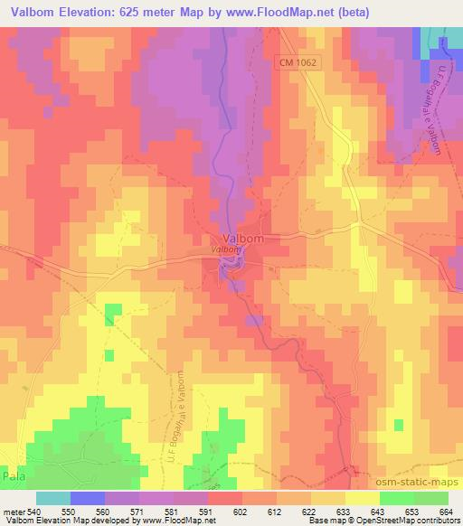 Valbom,Portugal Elevation Map